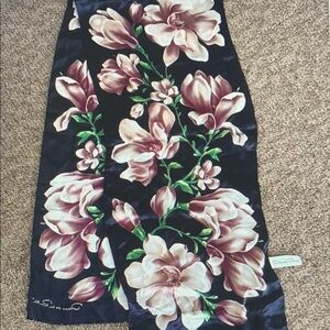 Oscar de la Renta Floral Scarf in Black and Pink
